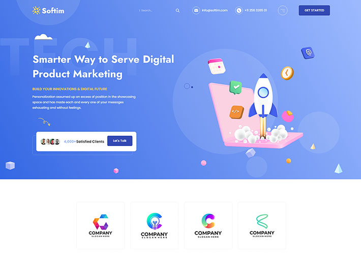 響應式布局互聯網科技IT解決方案數字營銷HTML模板