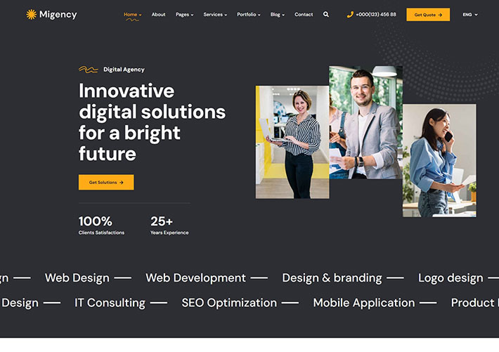 Bootstrap通用企業工作室商業服務網頁HTML模板