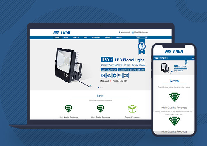 響應式英文外貿LED燈具網站pbootcms模板帶手機端