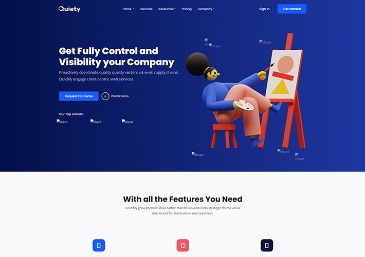 響應式插畫樣式軟件互聯網營銷服務企業網站源碼模板