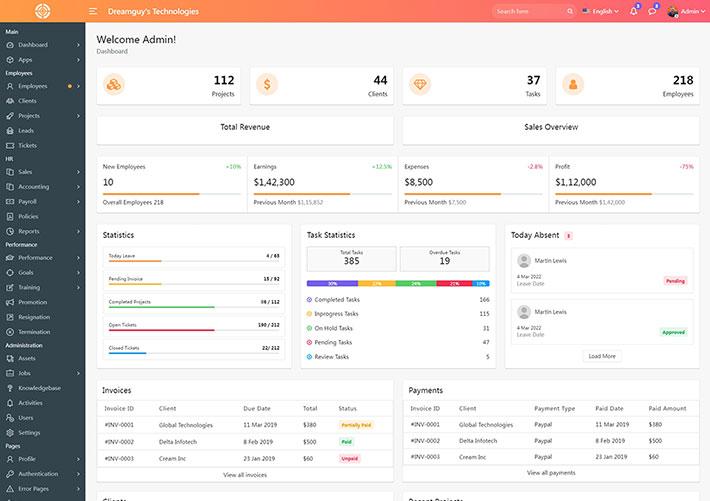 人力資源后臺管理系統前端Web網頁HTML5頁面模板