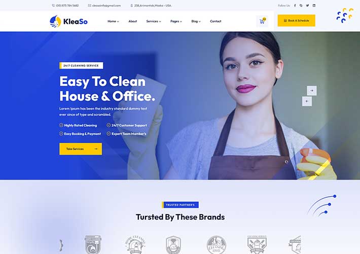 響應式房屋清潔勞務辦公室服務企業網站網頁HTML源碼模板