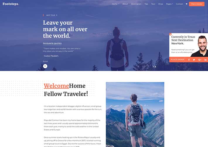 響應式個人旅游博客展示介紹網站網頁HTML模板