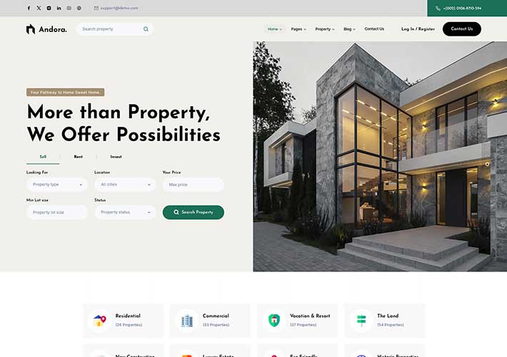 響應式房屋信息搜索房地產行業HTML5網站網頁模板