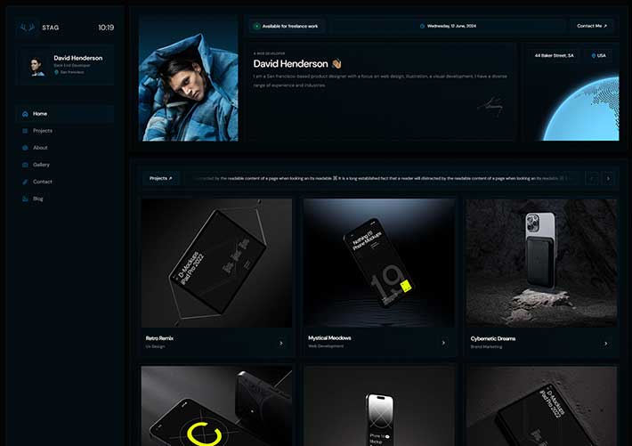 響應(yīng)式炫酷創(chuàng)意個人主頁個人作品集HTML網(wǎng)站模板