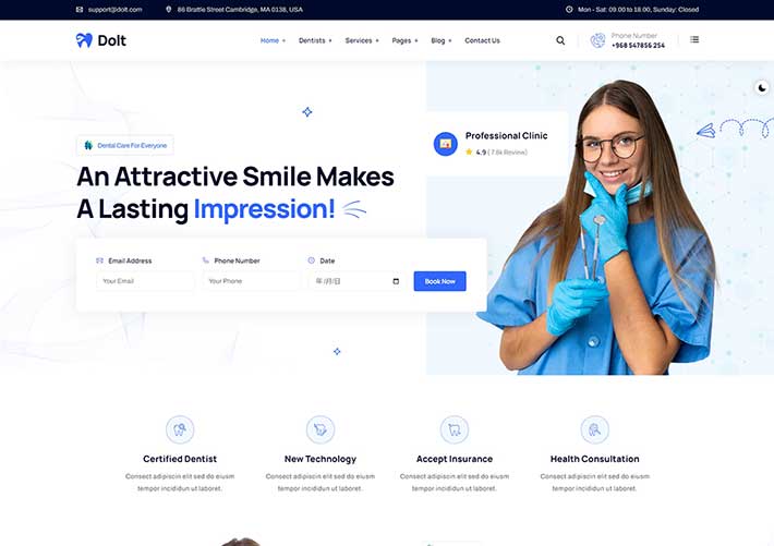 響應(yīng)式門(mén)診醫(yī)療健康牙科護(hù)理網(wǎng)站網(wǎng)站網(wǎng)頁(yè)HTML模板