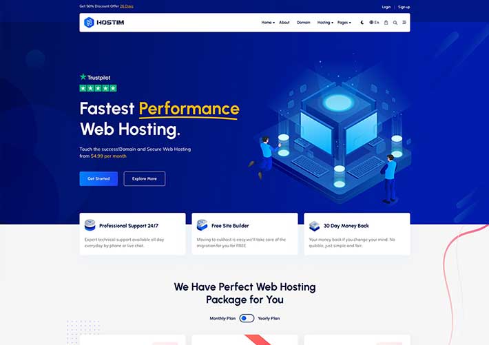 響應式時尚虛擬主機和云服務器網站網頁HTML模板