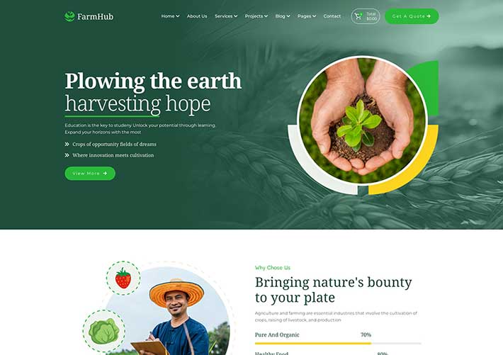 農業耕作咨詢服務公司網站網頁HTML源碼模板