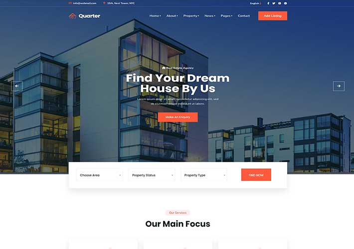 響應式創意房地產建筑和室內設計企業網站HTML模板?