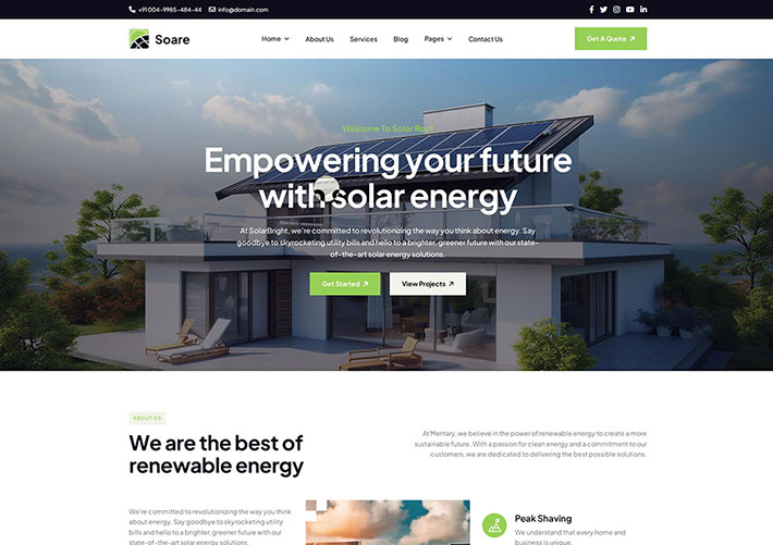 響應式新能源太陽能行業設計企業品牌網站HTML源碼模版