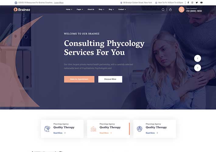 響應(yīng)式心理咨詢治療醫(yī)生健康行業(yè)HTML5網(wǎng)頁(yè)模板