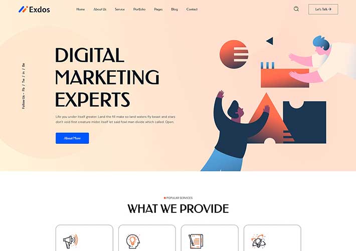 多用途創意企業機構設計師數字營銷網站樣式HTML網頁模板