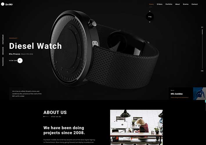 響應式案例展示創意黑色作品案例企業web網頁模板