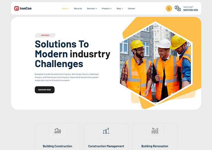 現代建筑工業企業設計工程施工模板公司HTML5網頁模板