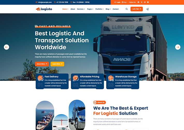 貨運快遞運輸公司物流行業網站web網頁HTML頁面模板